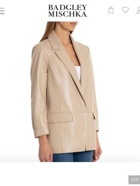 Badgley Mischka Beige Vegan Leather Blazer